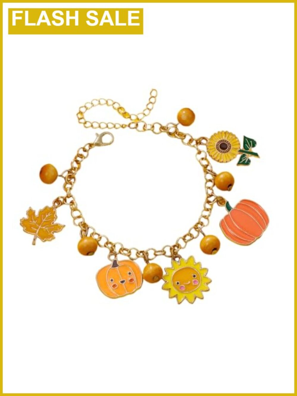 Thanksgiving Pumpkin Turkey Charm Stretch Bracelet Alloy Acrylic Beads
